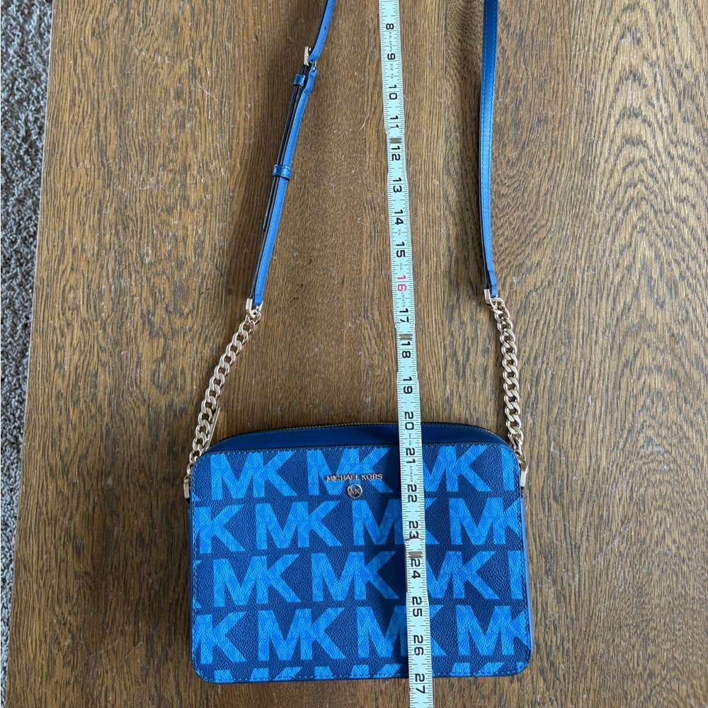 Michael Kors Vibrant Blue MK Jet Set Large Zipper Shoulder Crossbody Bag - Picture 11 of 16